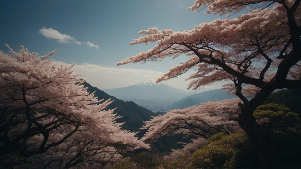 青い空の下の花畑